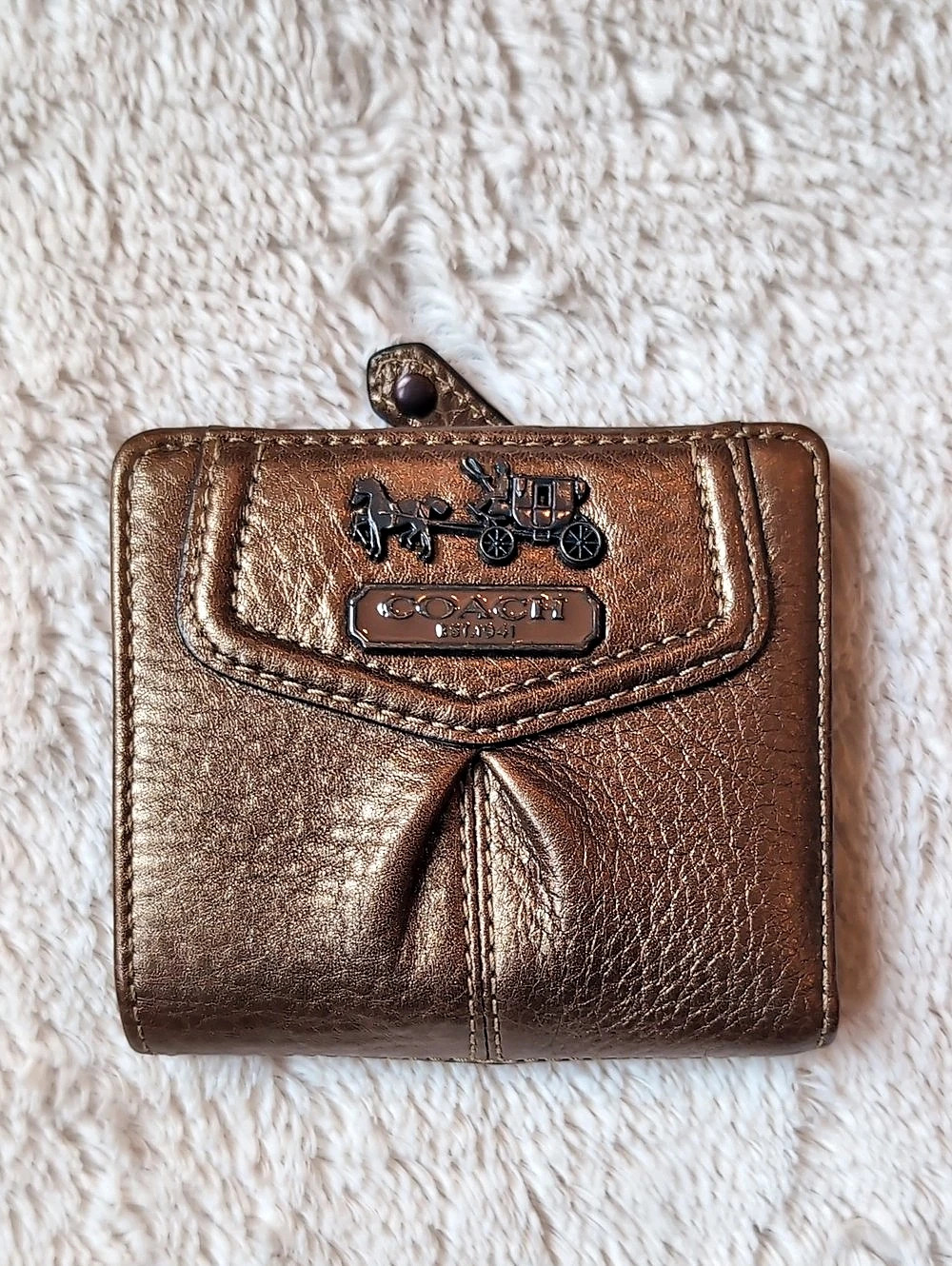 Coach Madison Metallic Bronze Mini Snap Wallet with Coin Pocket Like New
